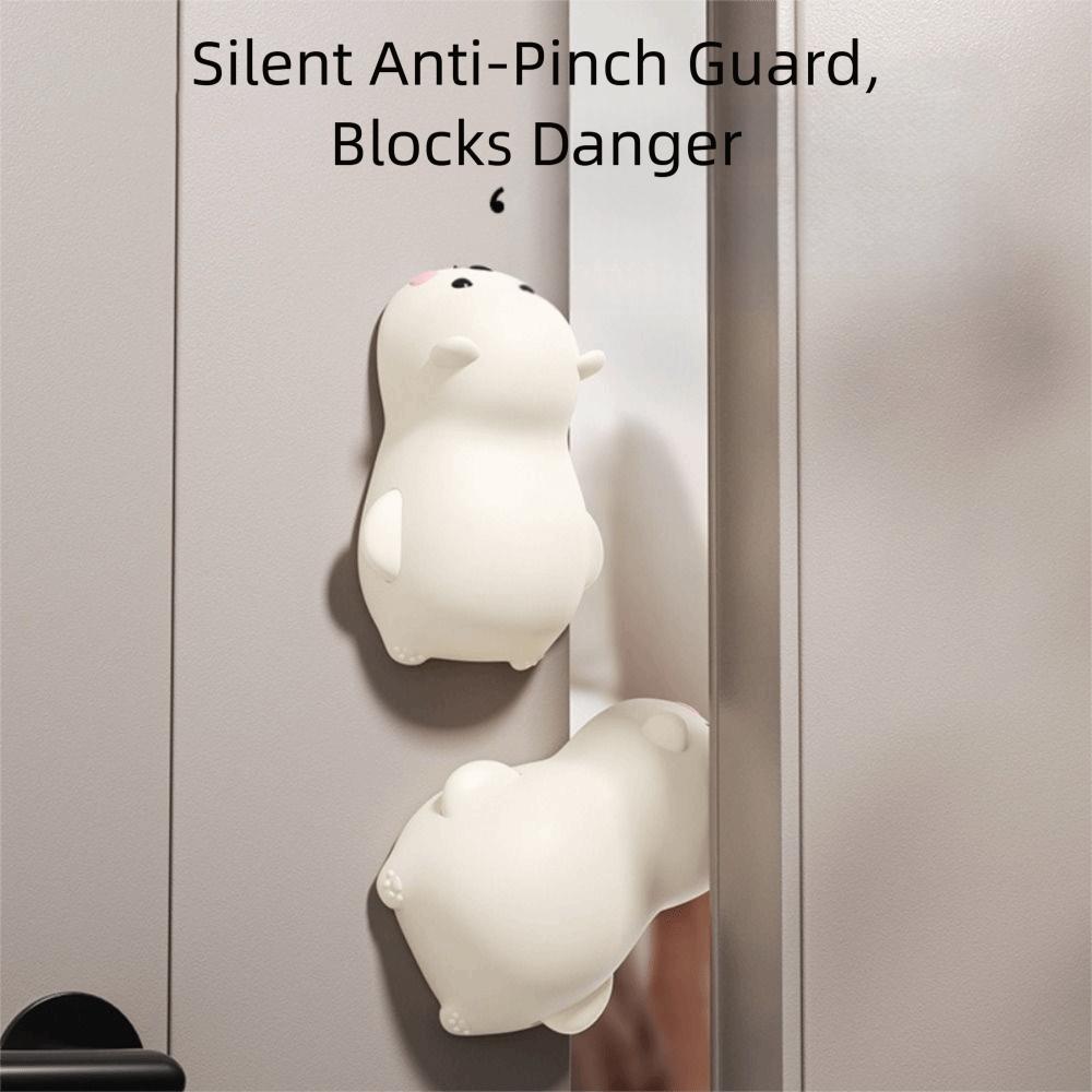 Silicone Door Stopper Cartoon Animal Automatic Closing Prevention Anti Pinch Guard Hand Buffer Windproof Function