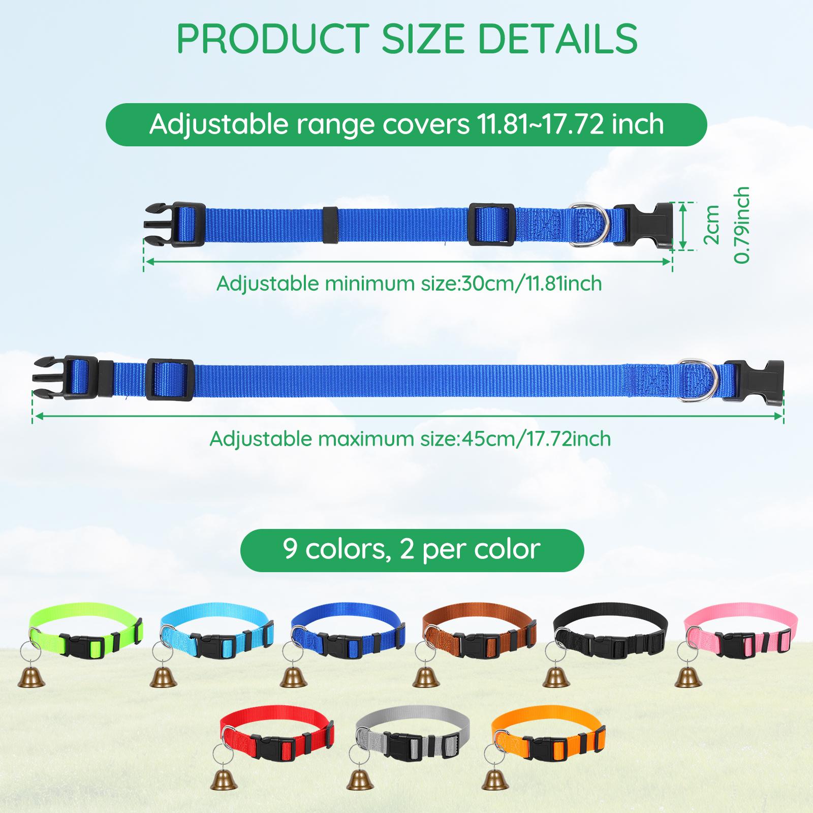 18 Pcs Goat Collar Multicolour Farm Animal Collar with Bell Adjustable Pet Anti Lost Collar for Small Farm Animal Sheep Cow Goat
