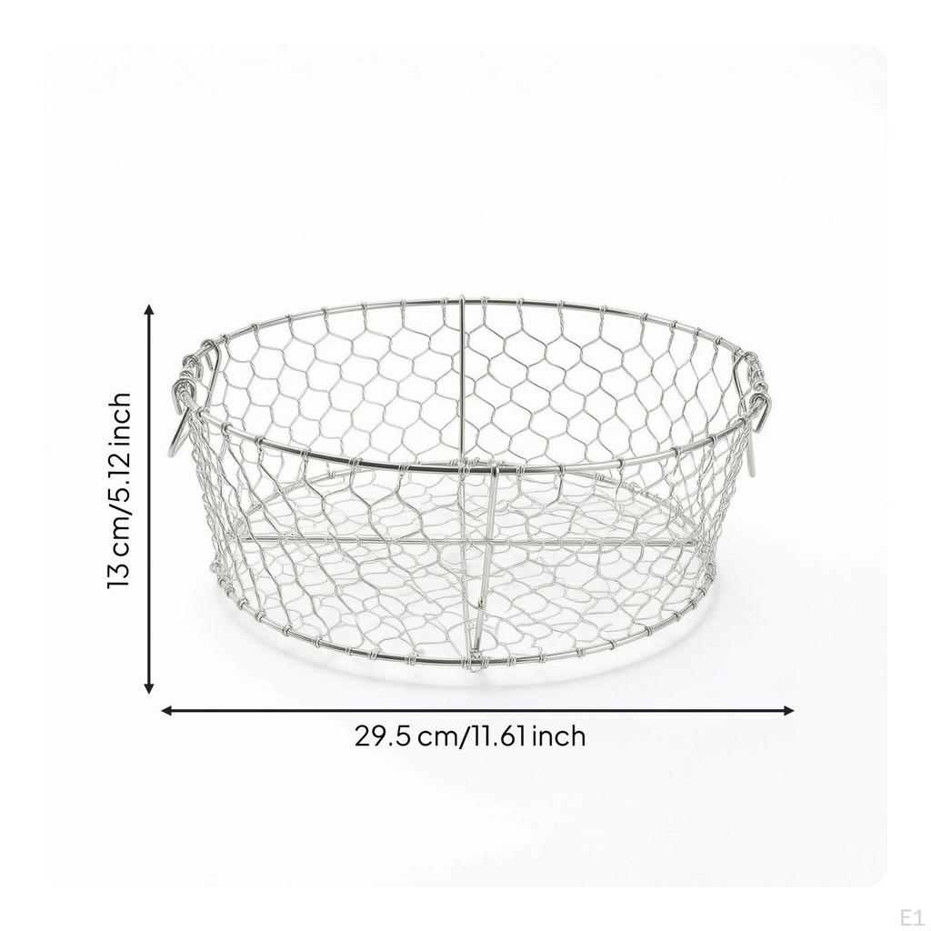 Stainless Steel Colander with Feet Handwoven Resting Lightweight Mesh Basket for