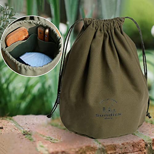 GUOOL Canvas Drawstring Bag, Tool Organizer, Durable, Portable Camping Pouch Bag, Fishing, Outdoor Activities, Hiking, Climbing, Large Green