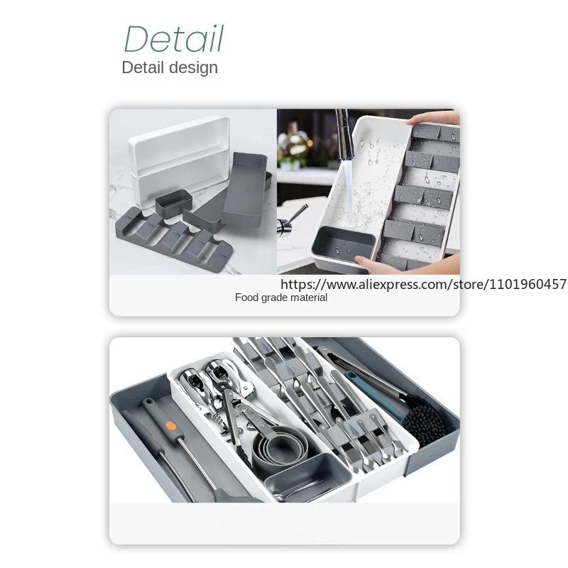 Cutlery Storage Tray Spoon Fork Storage Drawer Separation Expandable Container Cabinet Kitchen Organizer Plateau Knife Holder