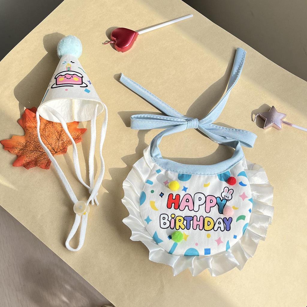 Cat & Dog Birthday Party Costume: Cute Japanese Scarf, Hat, & Bib Set