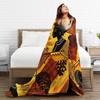 African Skin African Art Black And Gold Blankets Flannel Decoration Multifunction Super Warm Throw Blankets Quilt