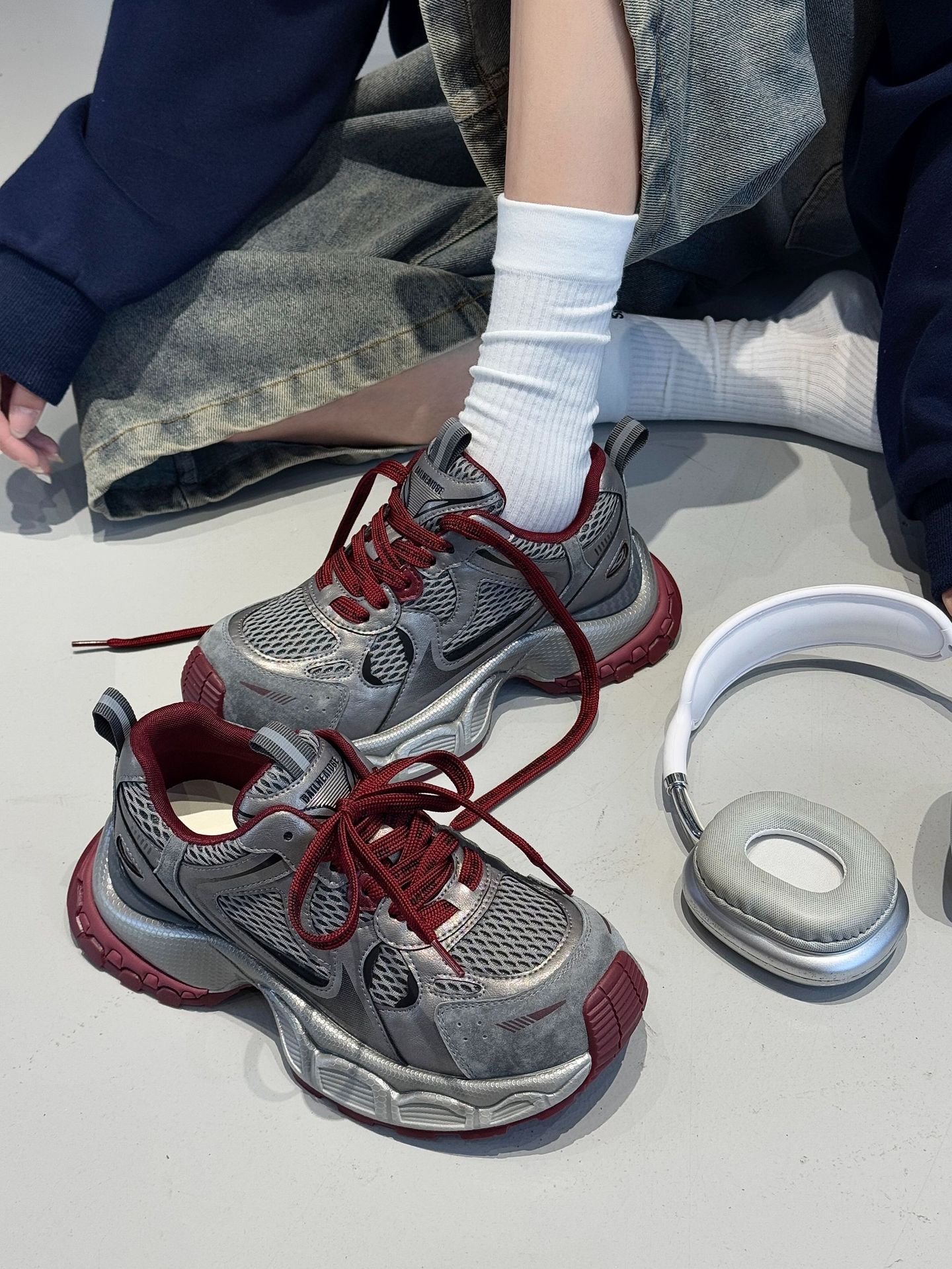 

Platform dad shoes women s 2025 spring and autumn new retro Paris Ankara red old and heightening sneakers trend 35