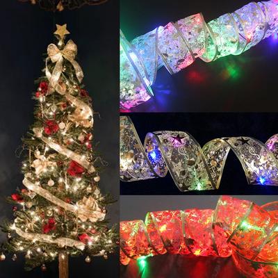 Elch Schleifen Lichter Weihnachtsbaumschmuck LED-Lichter Weihnachtsband Weihnachtsbaumdekorationen