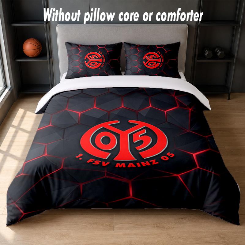 Mainz FC Design Bed Bedding Set 1 Duvet Cover + 2 Pillowcases Soft Breathable Household Bed Linens