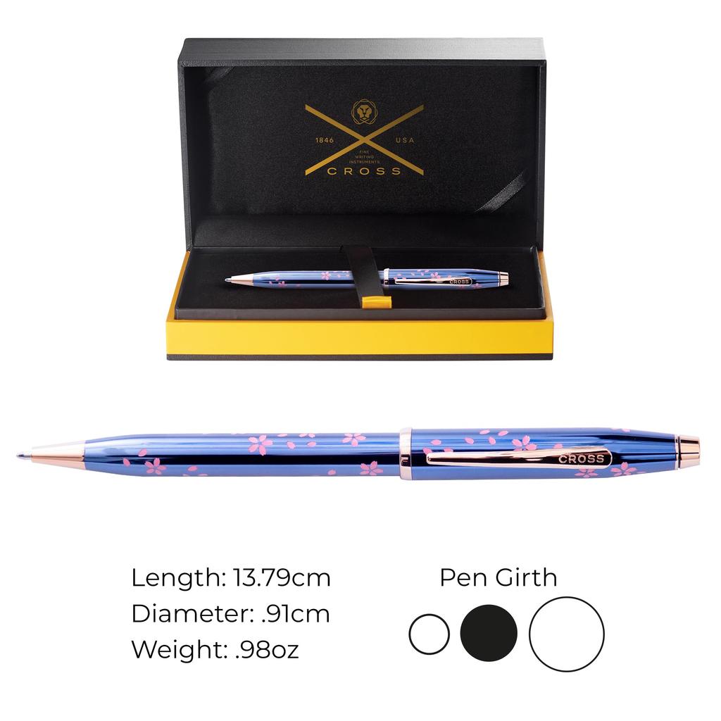 Cross Sakura Collection Century II YOZAKURA Ballpoint Translucent Cobalt Limited Officially Imported Oil-Based Pen, Blue, AT0082-163, Edition,