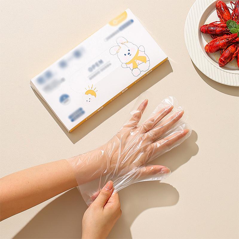 

Thick Food-grade Gloves Boxed Removable TPE Disposable Household Waterproof Gloves Durable Baking Barbecue