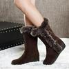 Stivali Invernali da Donna Casual Caldi con Pelliccia Stivali al Polpaccio Scarpe da Donna Slip-On Punta Rotonda Zeppe Stivali da Neve Scarpe Muje Plus