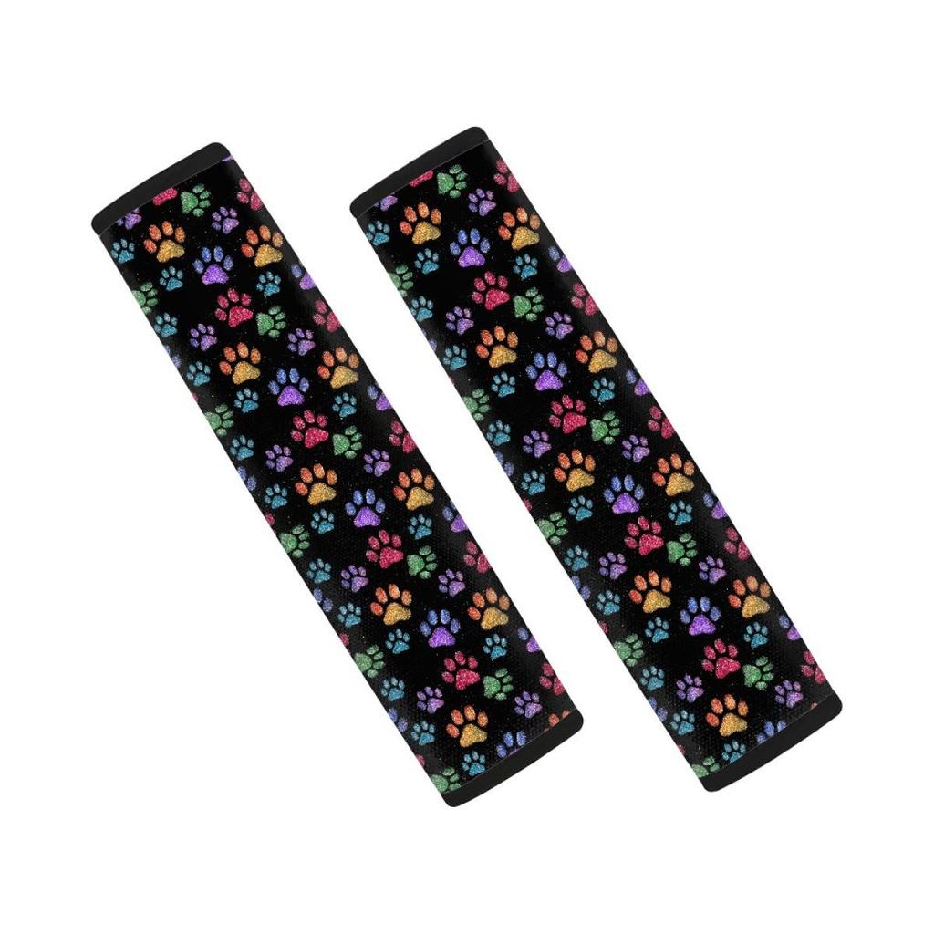 Two-Piece Dog Paw Print Seat Belt Pads for Sedans and SUVs