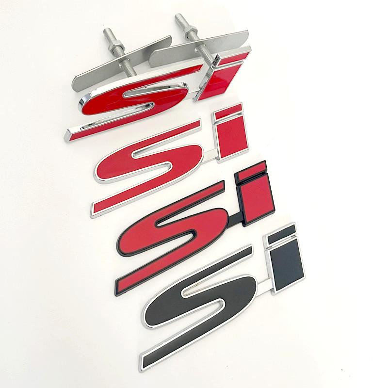 3D Metal SI Logo Rear Trunk Front Grille Auto Badge Chrome Sticker Car Emblem Badge Accessorie For Civic Accord Automobile