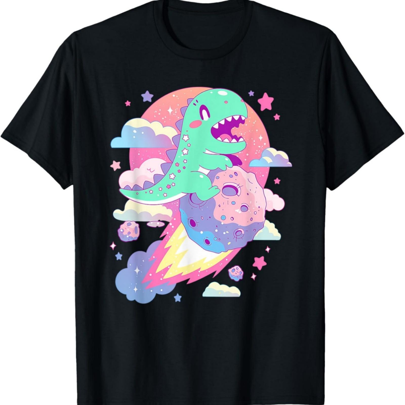 

Kawaii Pastel Goth Creepy Cute Chibi Dinosaur on a Comet T-Shirt XXXXXL