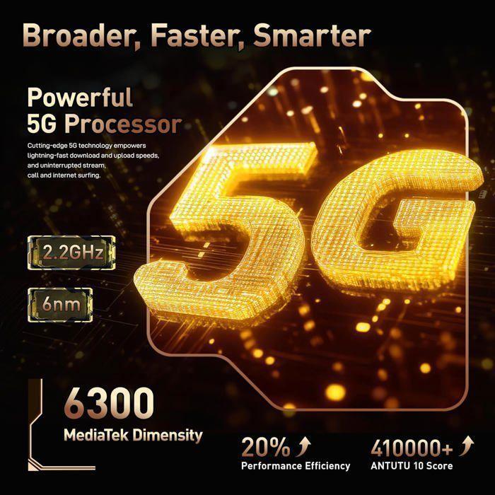 Smartphone Robuste OUKITEL WP39 Pro 5G 36Go+512Go 6.6" FHD+ 11000mAhh 64MP Telephone Incassable Android 14 Dual SIM/NFC/GPS - Noir