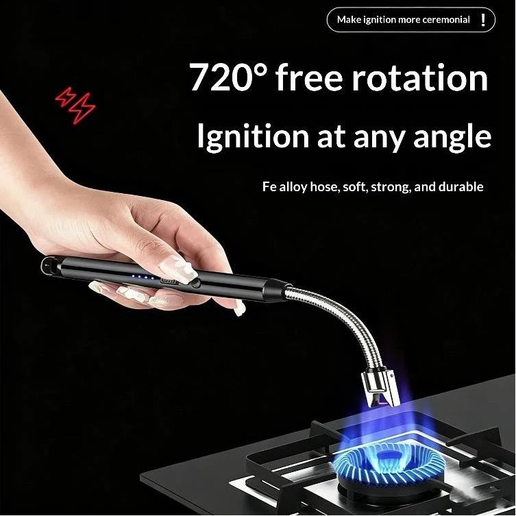Kitchen Usb Electric Arc Lighter Rechargeable Windproof Bbq Flameless Plasma Candle Long Lighters Hose Gas Stove Ignition Gun