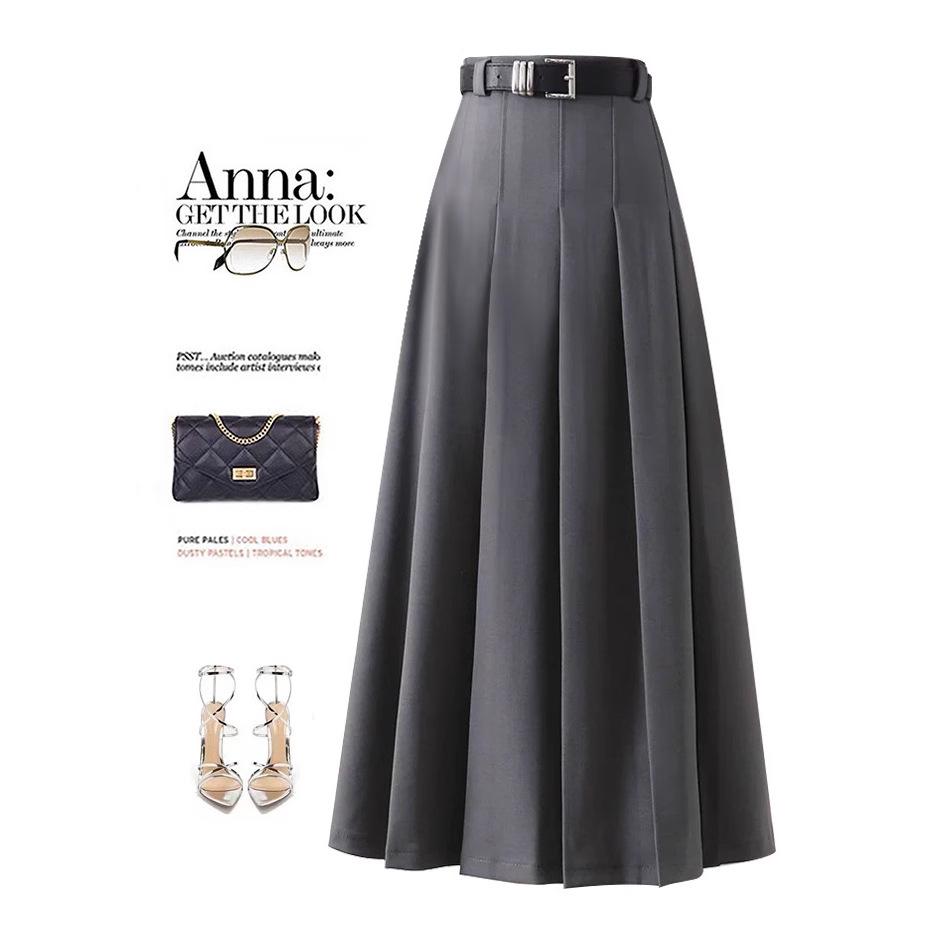 

Korean Style High Waist Slimming A-Line Midi Skirt for Women Medium
