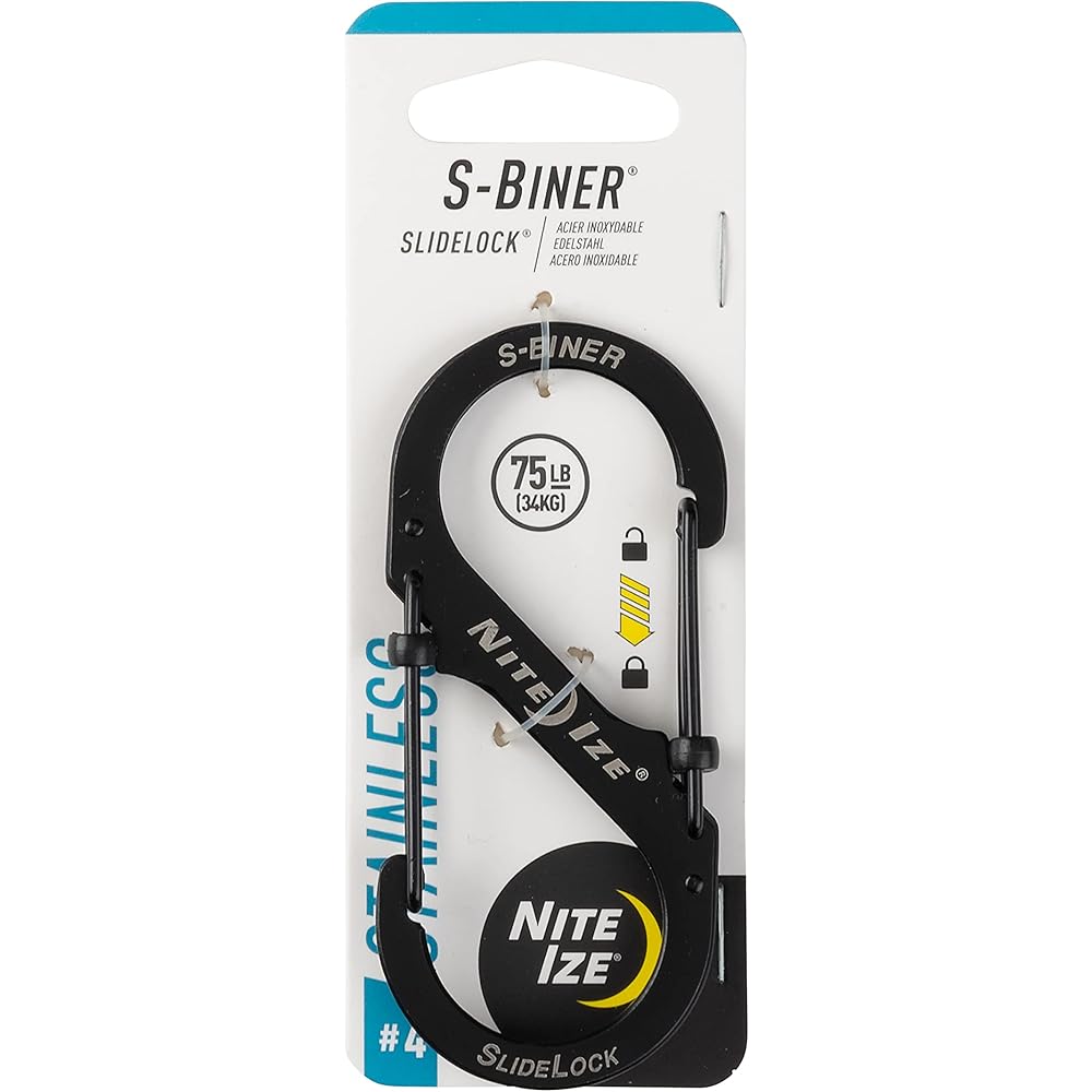 Nite Ize S-Biner SlideLock Carabiner #4 Black 4.5 in Stainless Steel Multi-Use Clip