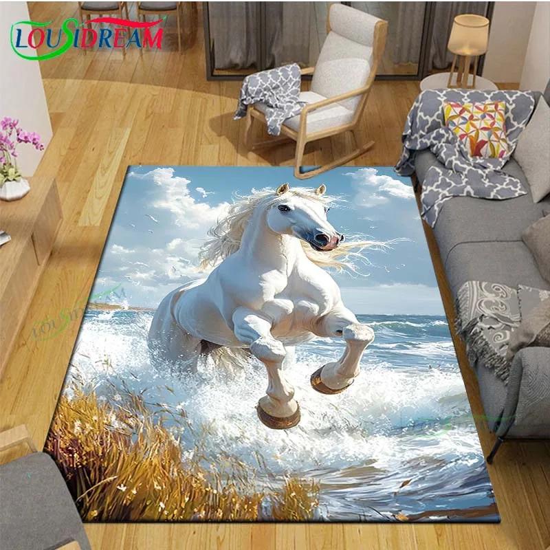 3D Fashion Exquisite Painting Horse Printed Carpet Living Room Anti-Skid Area Rug Kids Bedroom Mats Yoga Mat Large Carpet Decor