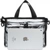 Clear cosmetic bag with removable and adjustable shoulder strap (Black)