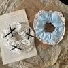 Hair Tie Dot Print Lace Splicing Bowknot Decor Hair Band High Elasticity Soft Fabric Ponytail Holder Hair Accessory