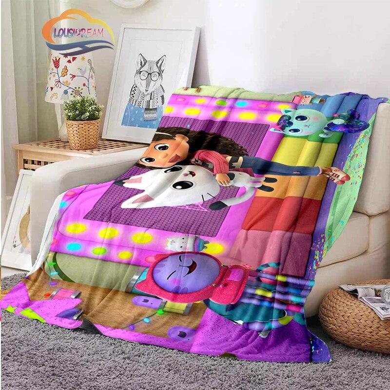 Cartoon Gabby's Dollhouse Cute Cashmere Blanket Children and Girls Warm Portable Plush Cozy Throw Blanket Bed Sofa Blanket