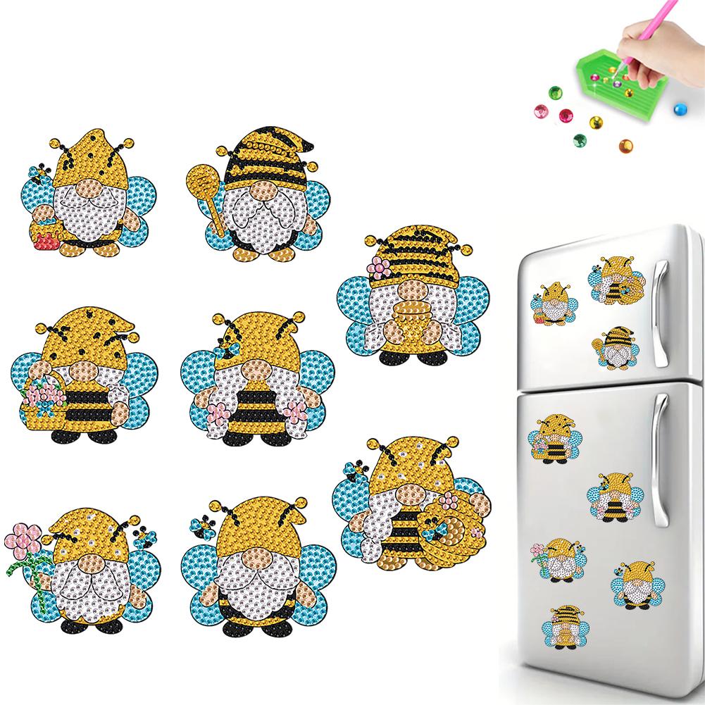 8pcs 2D/flat DIY Refrigerator Diamond Art Magnets Magnetic Diamond Art Decor Crystal Art Craft for Adults Beginners Home Decors