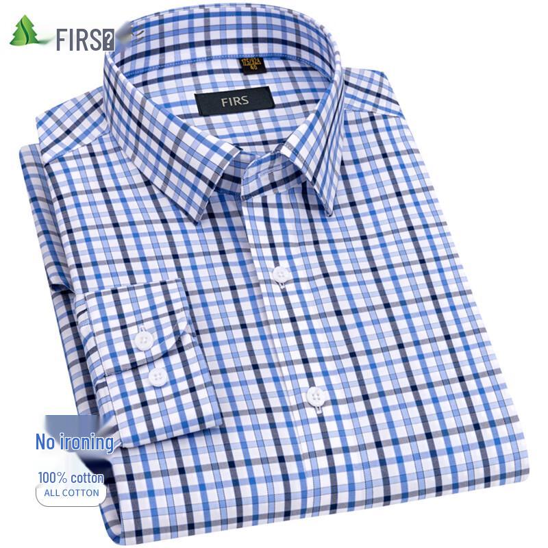 FIRS Men's DP Non-Iron Long-Sleeve Business Casual Cotton Shirt