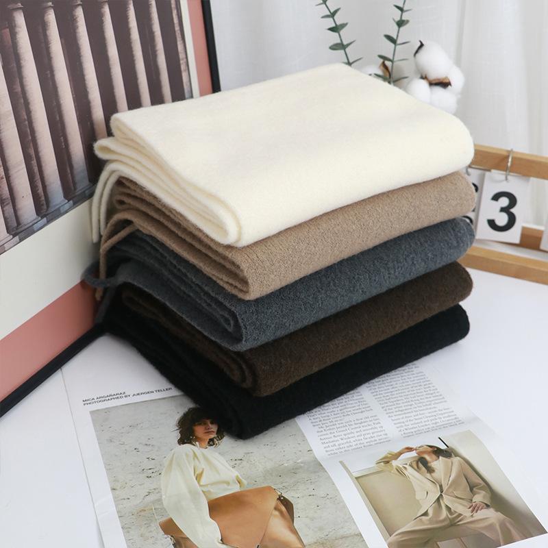 Scarf female Korean version simple and versatile thickened warm female atmosphere knitted wool solid color scarf customization