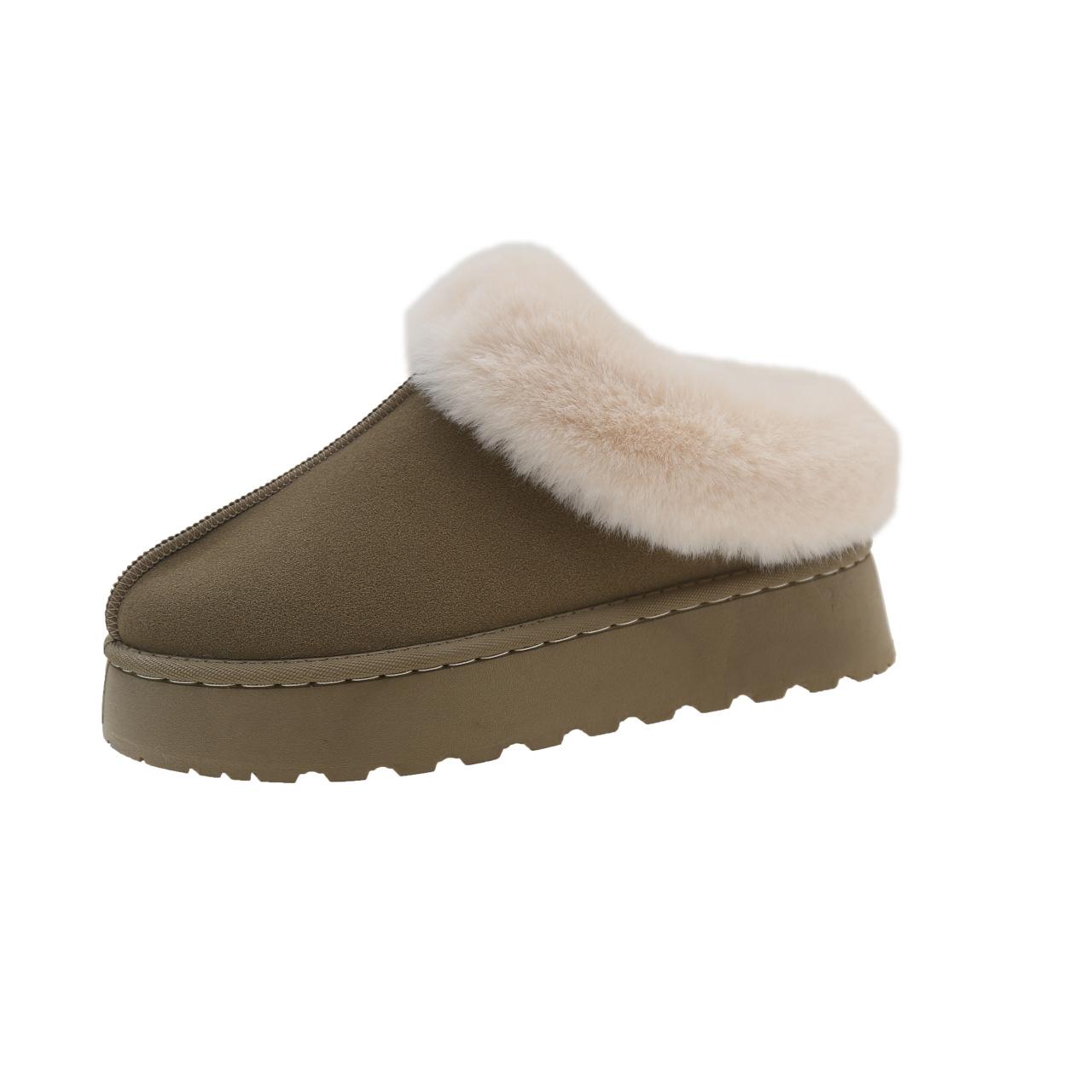 

женские зимние новые повседневные модные плюшевые утолщенные хлопковые сапоги на толстой подошве на одной педали 43 хаки