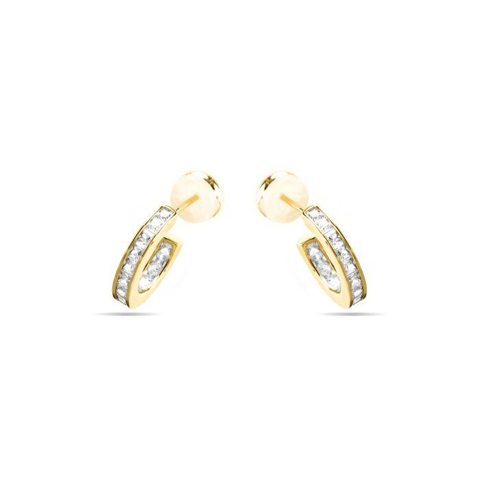 Boucles d'oreilles - LUXENTER - Daver - Zircone brillante - Finition or jaune 18k - Alliage métallique