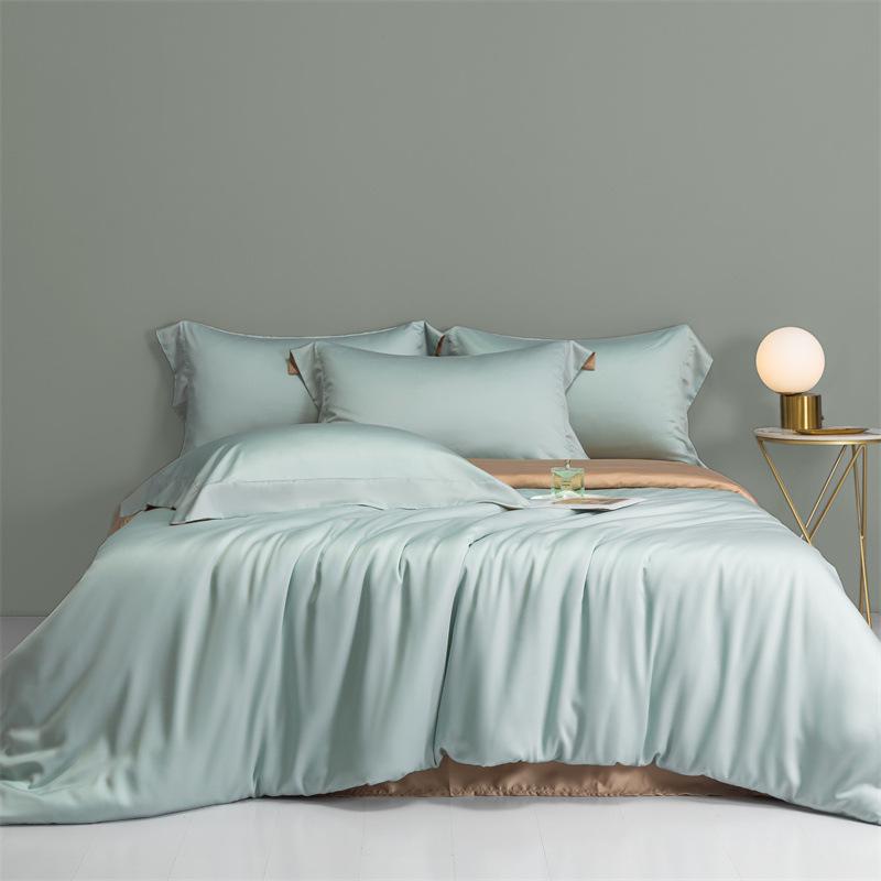 Solid Color Two-Tone Minimalist Lyocell Tencel Duvet Cover - Class A Single Piece Bedding