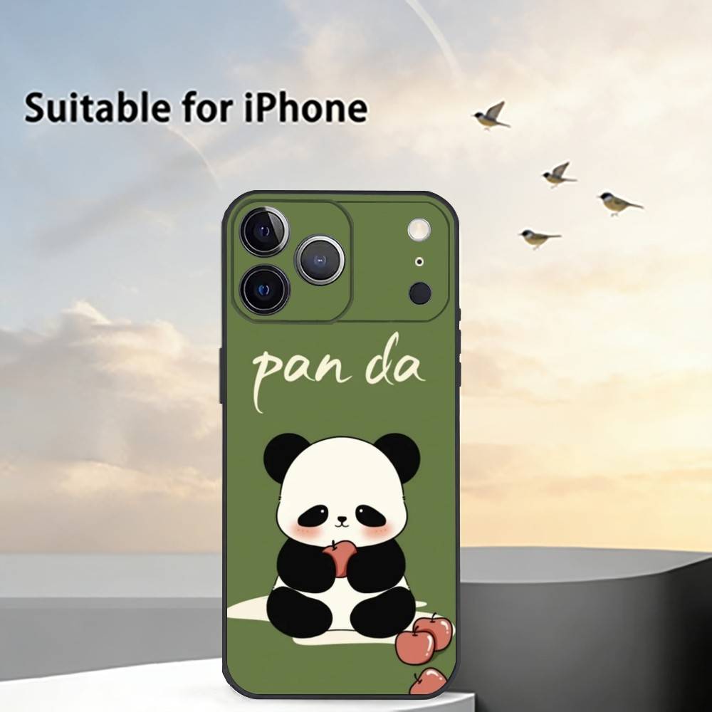 Cute F-Fubao Animal P-Panda Phone Case For iPhone 17,16,15,14,13,12,11 Plus,Pro Max,XS,Soft Silicone Black Cover iPhone13PRO