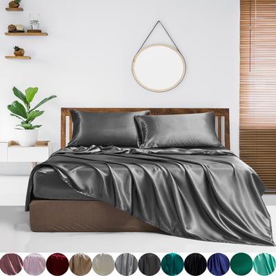 Set di quattro pezzi in 12 colori di lenzuola di lusso in tinta unita, copriletto, federa, biancheria da letto per la casa