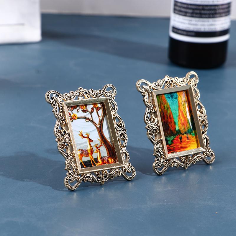 Dollhouse Miniatures 1/12 European Vintage Picture Frame Hanging Famous Painting Mural Wall Picture Photo Frame Simulation Model