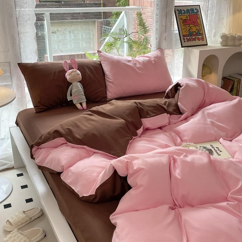 

Mashup Color Washed Cotton Bedding Set with Pillowcase Bed Sheet Single Full Bed Linen Orange Duvet Cover Queen/King Double Bed Single 3pcs 150x200&set