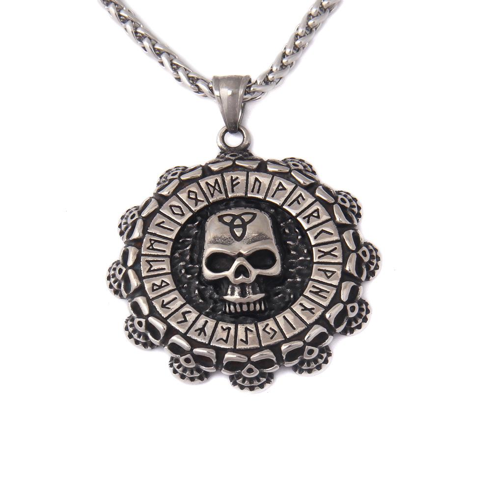 2025 Stainless Steel Viking Divination Alphabet Charm Necklaces Silver Color Wolf Paw Long Necklaces Jewelry Collier Fashion Accessories Creative Gift