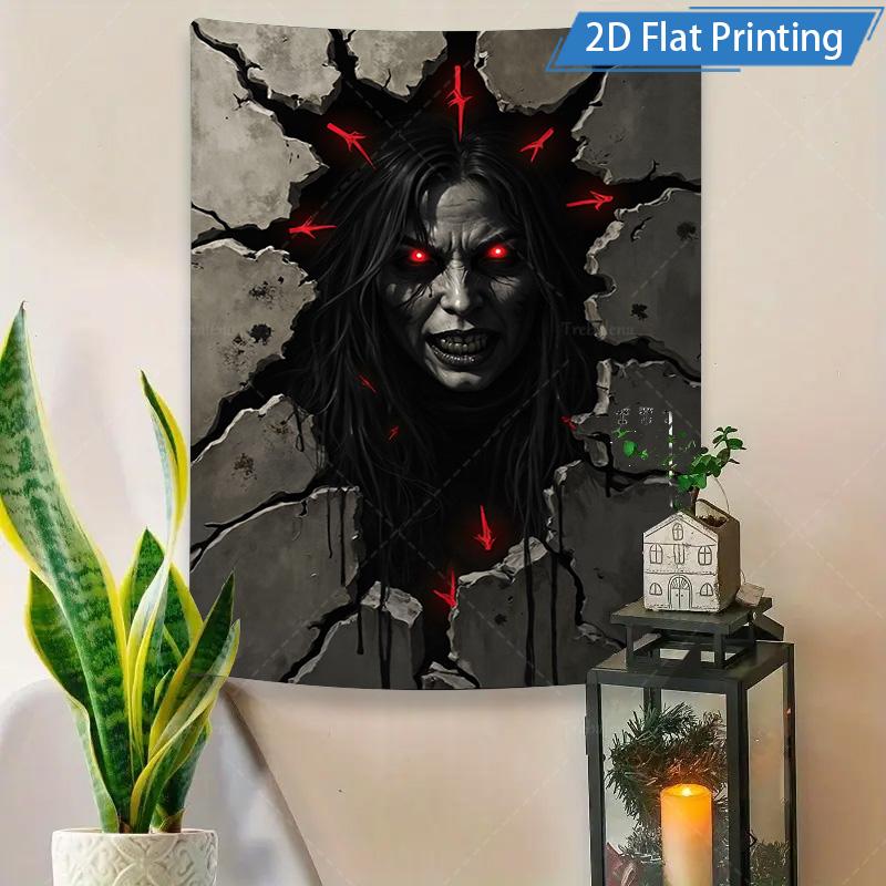 1pc Wall Tapestry Gothic Horror Woman Breaking Wall Tapestry - 2D Flat Printing Art Decor
