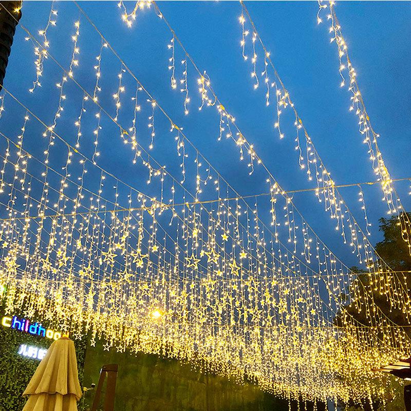 Outdoor Rainproof LED Icicle Curtain Lights - Colorful Starry Sky Flashing String Decoration