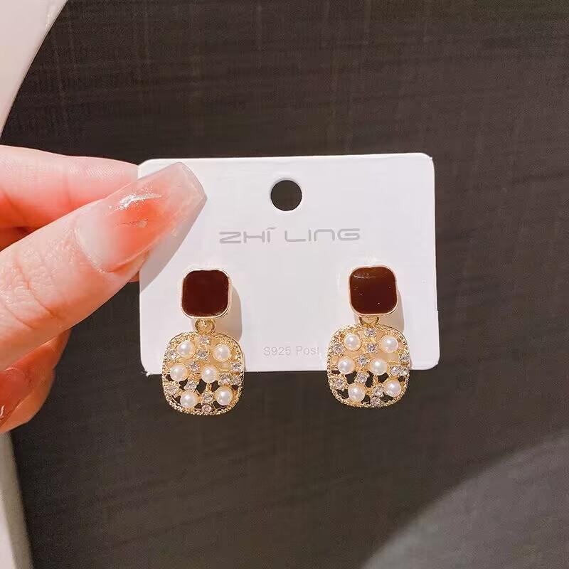 925 Silver Needle Geometric Pearl Earrings For Women Fashion Earrings Flowing Tassel Earrings Elegant Jewelry