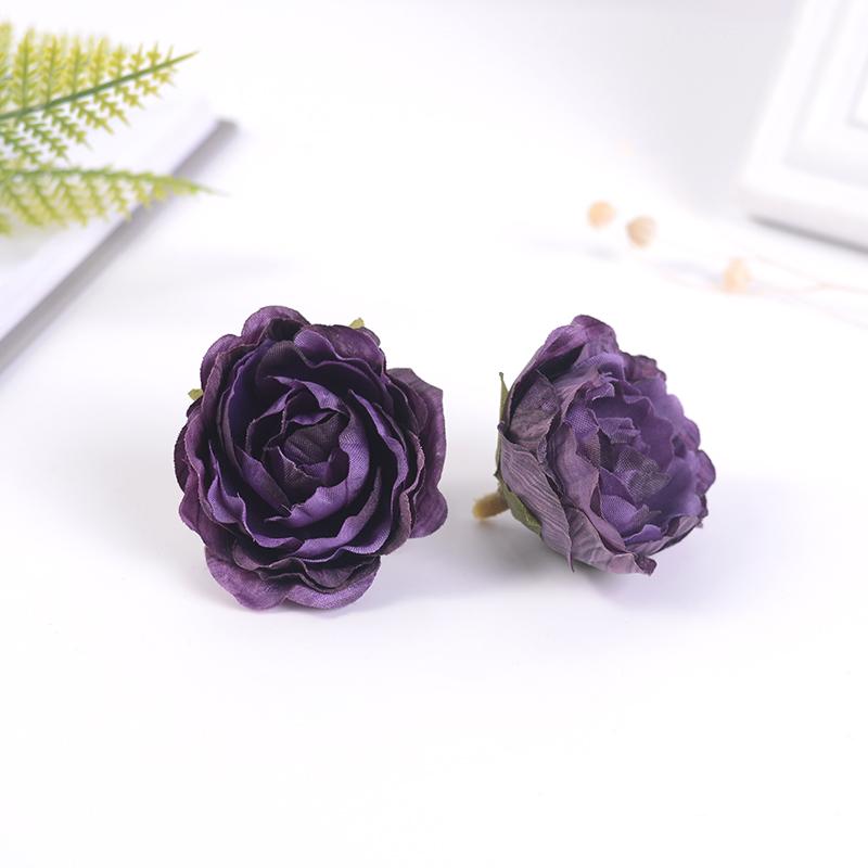 5/10PCs Rose Artificial Flowers 5CM Fake Flowers for Home Room Decor Garden Wedding Marriage Decoration DIY Gifts Accessories