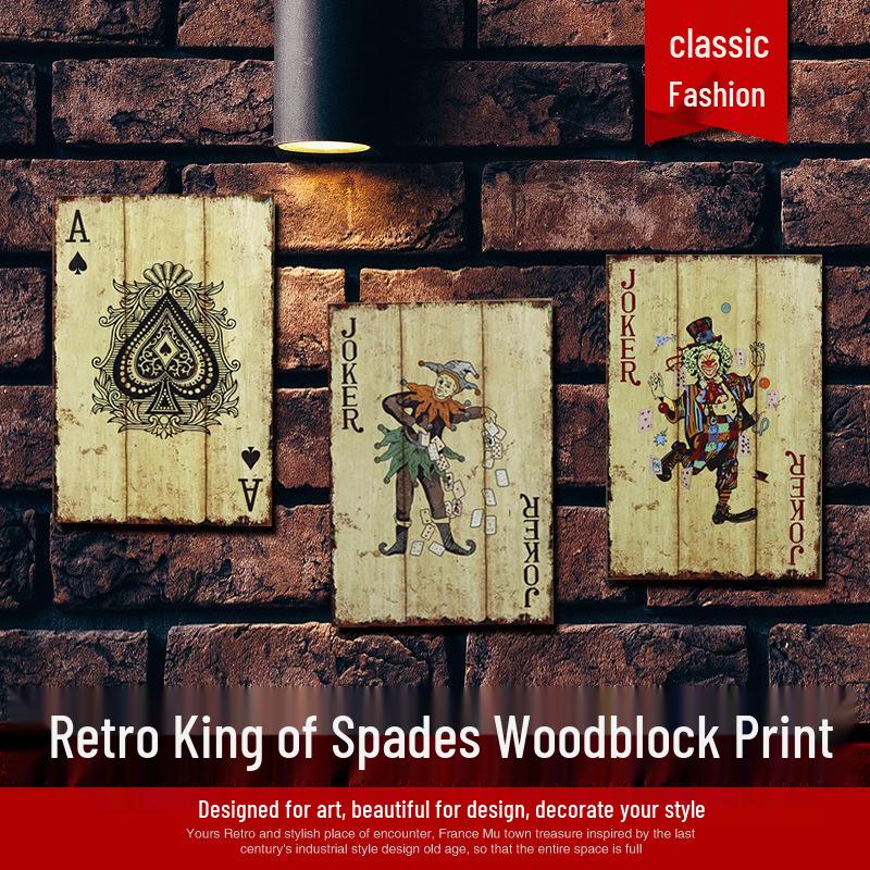 Vintage Playing Cards Wall Art for Bar, Cafe, or Living Room Decor