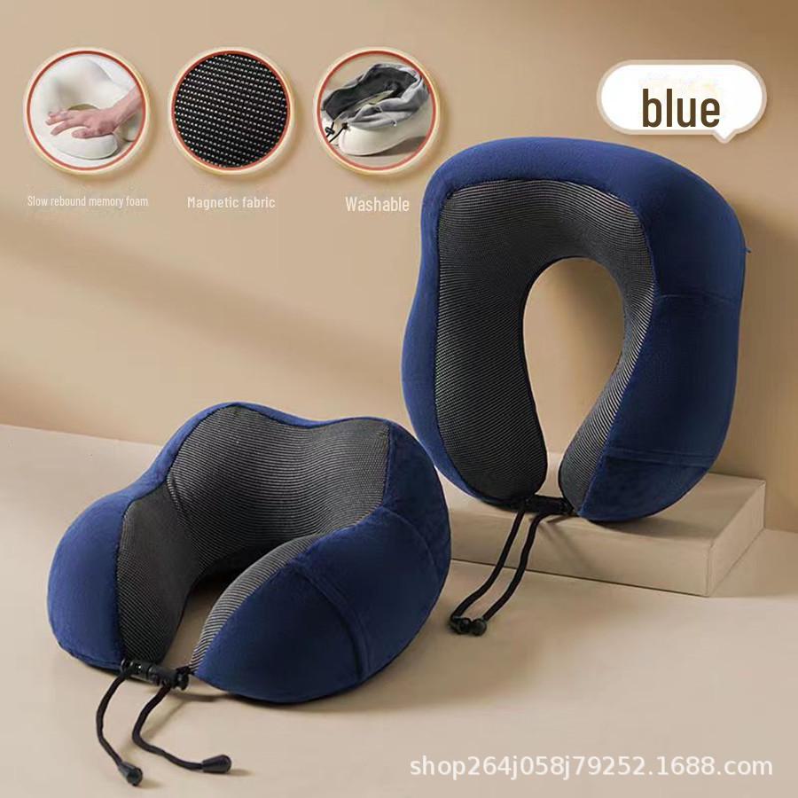 

Магнитная терапевтическая U-образная подушка для шеи из пены с эффектом памяти для офиса, путешествий и бизнеса 30cm*30cm темно-синий