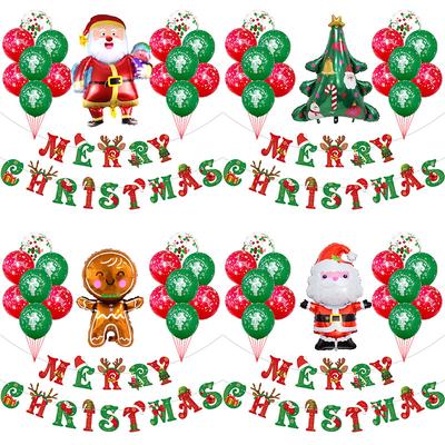 Christmas Flag Balloon Set Santa Cane Christmas Tree Theme Party Decoration Scene Arrangement