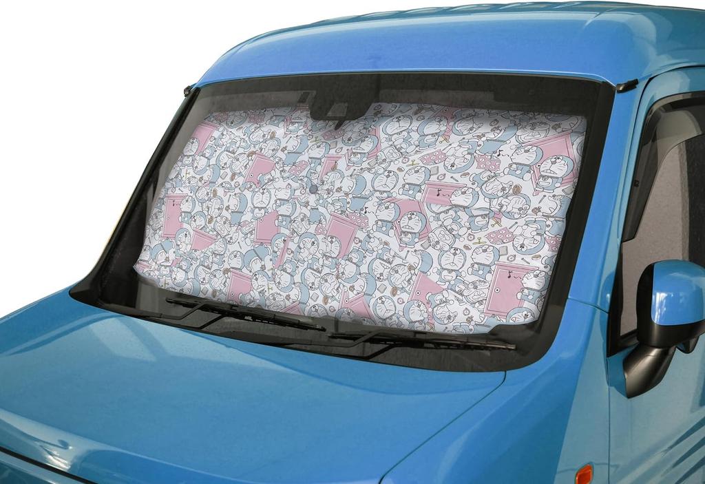 Meiho Doraemon Car Car Shade with Flexible Handle for Windshield Sunshade Umbrella-Shaped 3-Way (DE026)