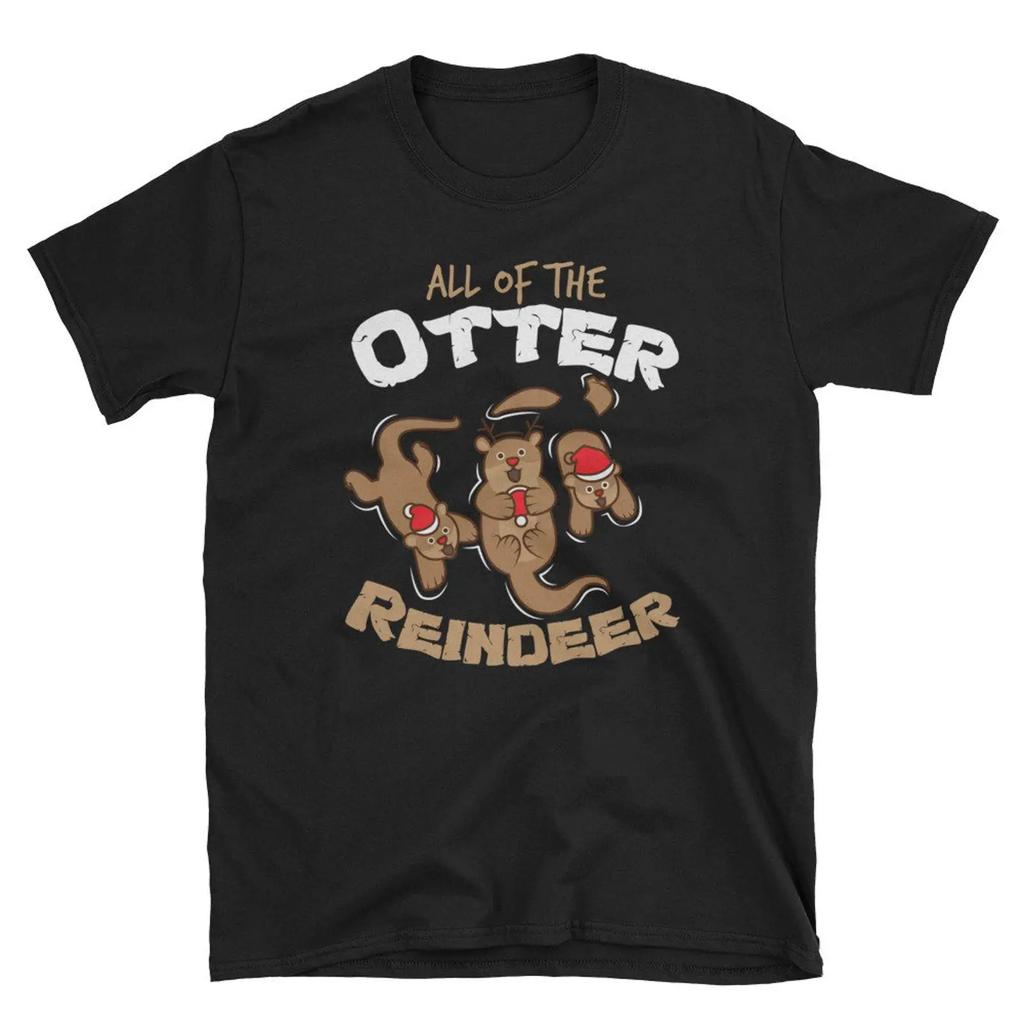 All Of The Otter Reindeer Funny Christmas T Shirt Cute Xmas Holiday Party Vintage Washed Soft Top For Everyday Wear Graphic