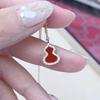 18K Rose Gold Kylin Gourd Necklace with Diamond and Red Agate Pendant for Women