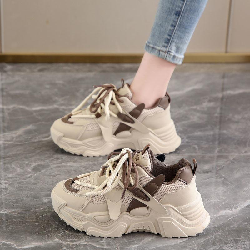 Fashion Spring Autumn New Women Leisure Sneakers Outdoor Breathable Thick Bottom Vulcanized Shoes Hot Sale Women Lace-up Trainers Mujer