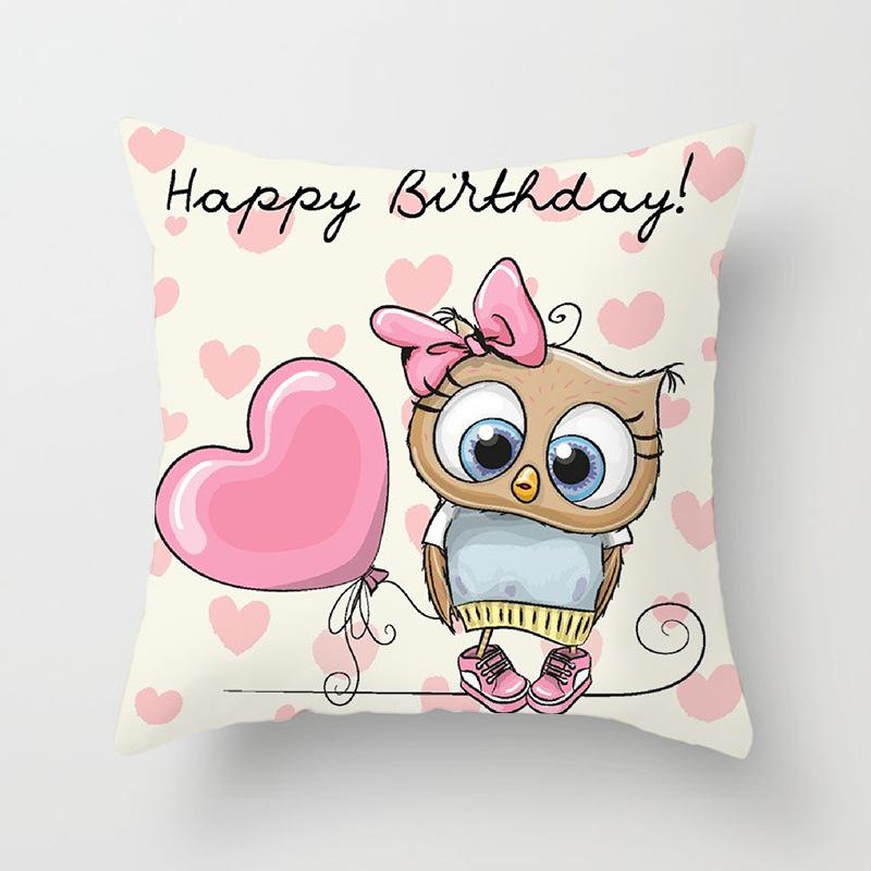 Cartoon Owl Pattern Throw Pillow Cover With Short Plush Print Living Room Sofa Decoration Cushion Cover Pillow Covers Decorative