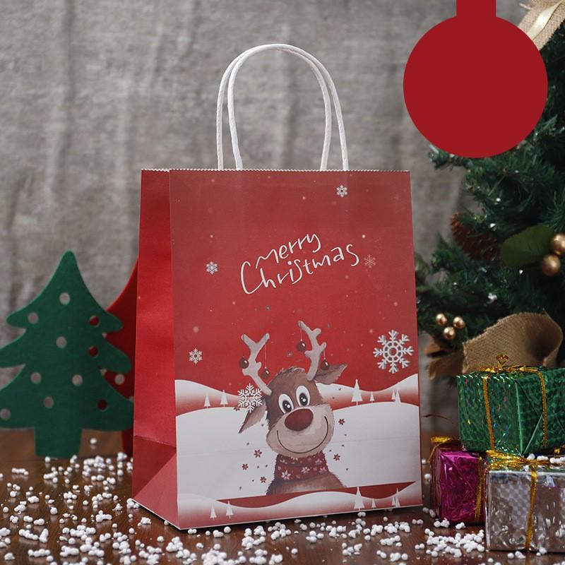 Weihnachtsgeschenktüte Heiligabend Süßigkeiten Keksverpackung Kreative Frohe Weihnachten Papiertüten Kraftpapier Geschenktüte
