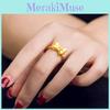 Brass Gold Delicate Plated Open Bow Ring Adjustable Fit Simple Stylish Womens Jewelry