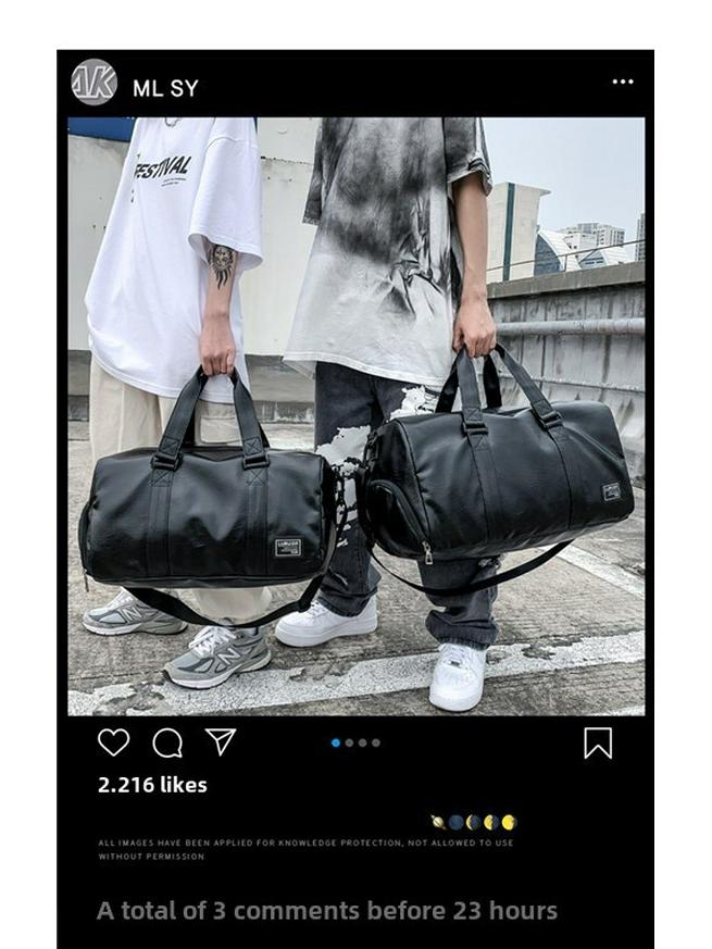 Bolsa de viaje portátil de cuero sintético para hombre: gran capacidad, separación de líquidos, equipaje de corta distancia o bolsa de fitness.